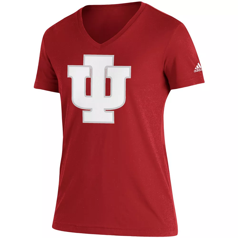 Women's adidas Crimson Indiana Hoosiers Vintage Logo V-Neck T-Shirt 3 Women's adidas Crimson Indiana Hoosiers Vintage Logo V-Neck T-Shirt - Image 3