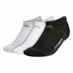 Women's adidas Superlite Stripe No-Show Socks 3-Pack -Adidas Clothing Shop 5359875 Black White Gray