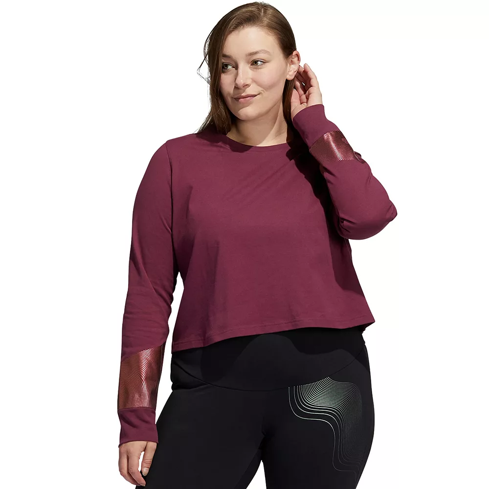 Plus Size adidas Holiday Shine Graphic Crop Top 2 Plus Size adidas Holiday Shine Graphic Crop Top - Image 2