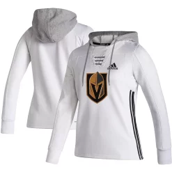 Women's adidas White Vegas Golden Knights Skate Lace AEROREADY Pullover Hoodie