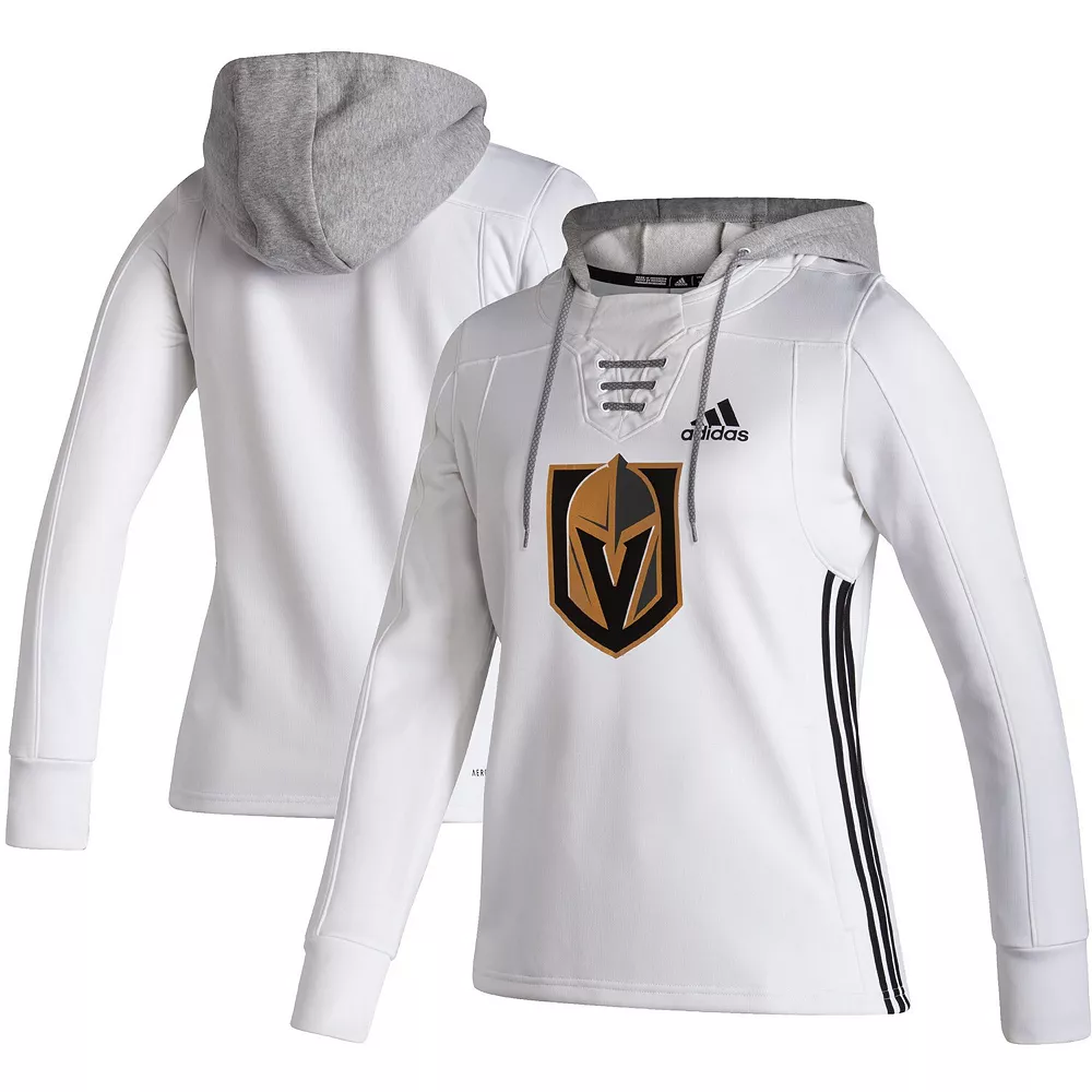 Women's adidas White Vegas Golden Knights Skate Lace AEROREADY Pullover Hoodie 2 Women's adidas White Vegas Golden Knights Skate Lace AEROREADY Pullover Hoodie - Image 2