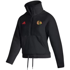 Women's adidas Black Chicago Blackhawks Sherpa Half-Zip Jacket -Adidas Clothing Shop 5400967 ALT2