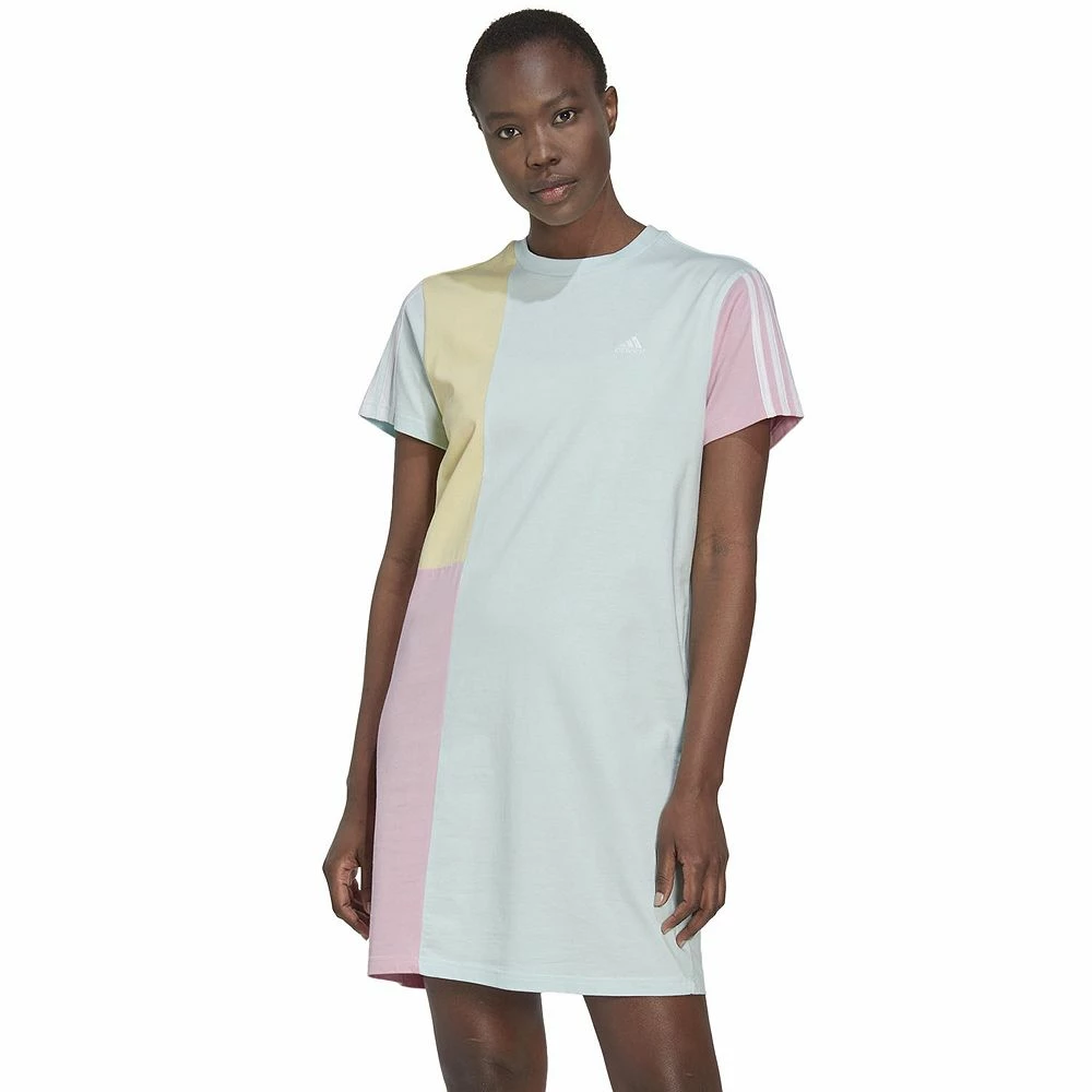 Women's adidas Essentials Colorblock Boyfriend T-Shirt Dress 2 Women's adidas Essentials Colorblock Boyfriend T-Shirt Dress - Image 2