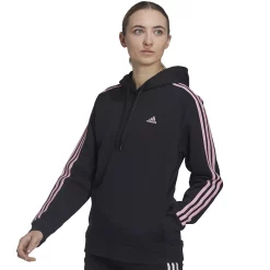 Women's adidas Essentials 3-Stripes Fleece Hoodie -Adidas Clothing Shop 5531577 Black
