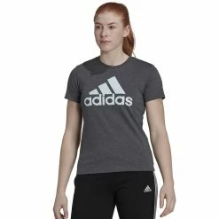 Women's adidas Loungewear Essentials Logo Tee -Adidas Clothing Shop 5538887 Dark Gray Heather Almo