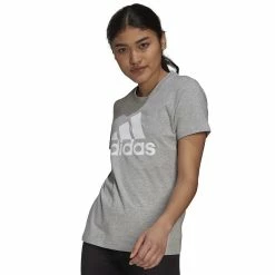 Women's adidas Loungewear Essentials Logo Tee -Adidas Clothing Shop 5538887 Medium Gray White