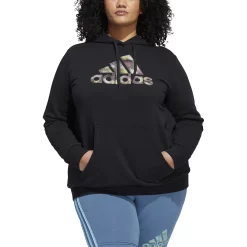 Plus Size adidas Badge of Sport Two-Tone Graphic Fleece Hoodie -Adidas Clothing Shop 5542151 ALT4