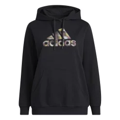 Plus Size adidas Badge of Sport Two-Tone Graphic Fleece Hoodie -Adidas Clothing Shop 5542151 ALT5