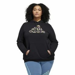 Plus Size adidas Badge of Sport Two-Tone Graphic Fleece Hoodie -Adidas Clothing Shop 5542151 Black