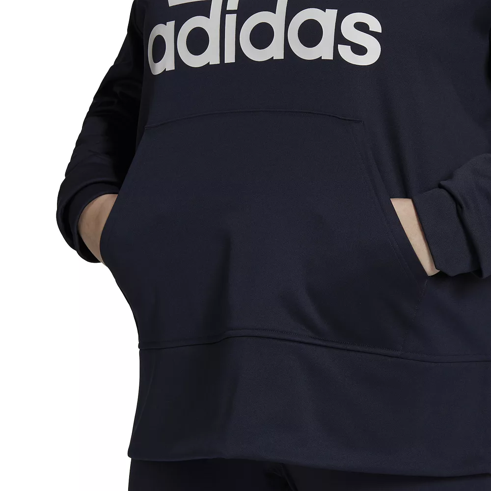 Plus Size adidas AEROREADY Big Logo Fleece Hoodie 4 Plus Size adidas AEROREADY Big Logo Fleece Hoodie - Image 4