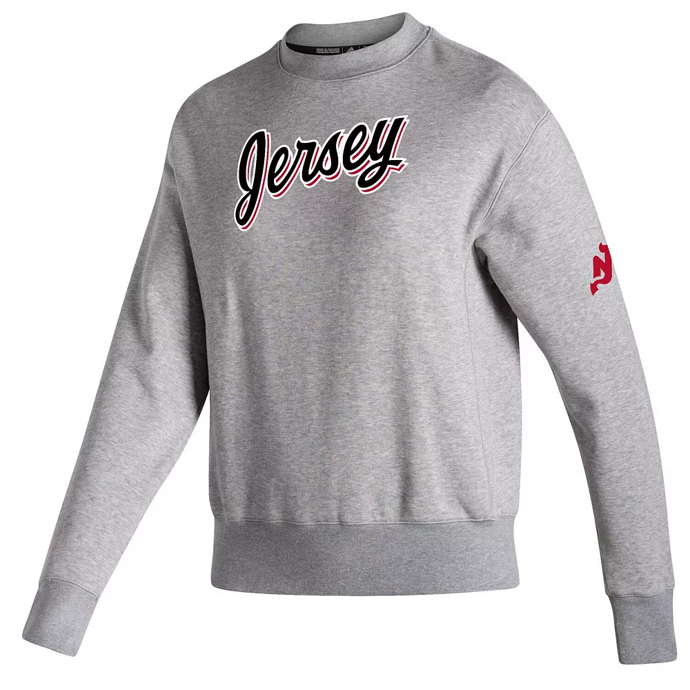 Women's adidas Heathered Gray New Jersey Devils 2021/22 Alternate Logo Reversible Pullover Sweatshirt 3 Women's adidas Heathered Gray New Jersey Devils 2021/22 Alternate Logo Reversible Pullover Sweatshirt - Image 3