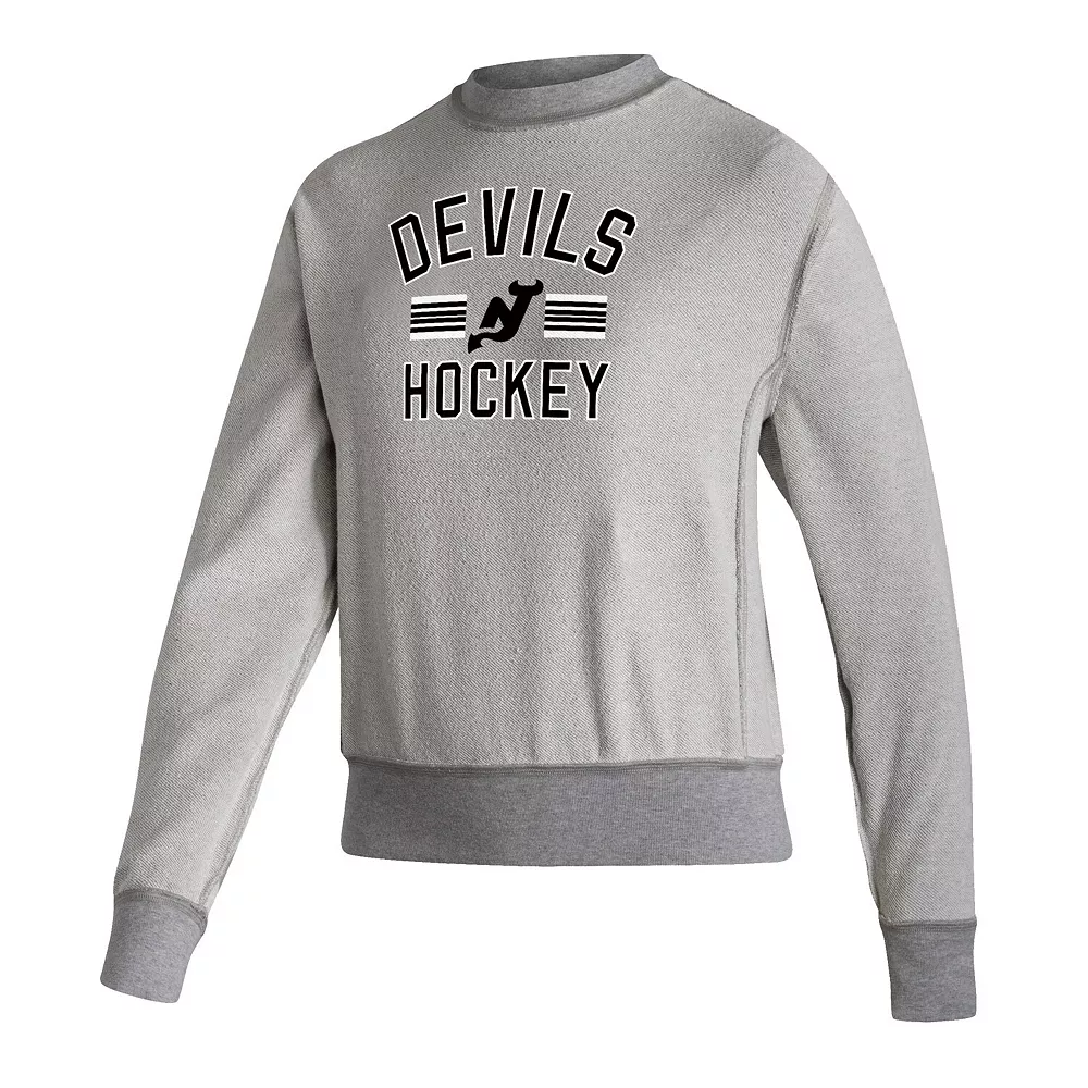 Women's adidas Heathered Gray New Jersey Devils 2021/22 Alternate Logo Reversible Pullover Sweatshirt 4 Women's adidas Heathered Gray New Jersey Devils 2021/22 Alternate Logo Reversible Pullover Sweatshirt - Image 4