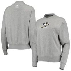 Women's adidas Heathered Gray Pittsburgh Penguins Alternate Logo Pullover Sweatshirt