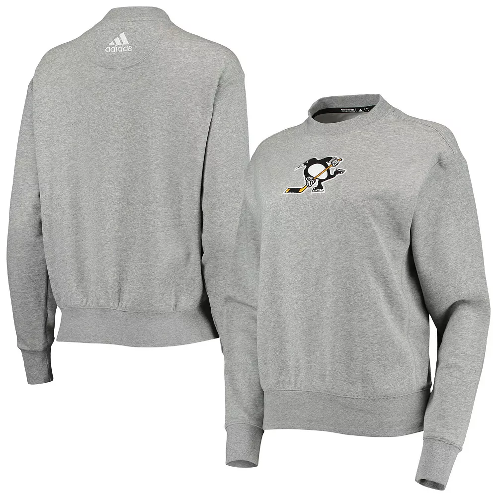 Women's adidas Heathered Gray Pittsburgh Penguins Alternate Logo Pullover Sweatshirt 2 Women's adidas Heathered Gray Pittsburgh Penguins Alternate Logo Pullover Sweatshirt - Image 2