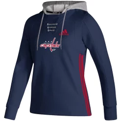 Women's adidas Navy Washington Capitals Skate Lace AEROREADY Pullover Hoodie -Adidas Clothing Shop 5694327 ALT2