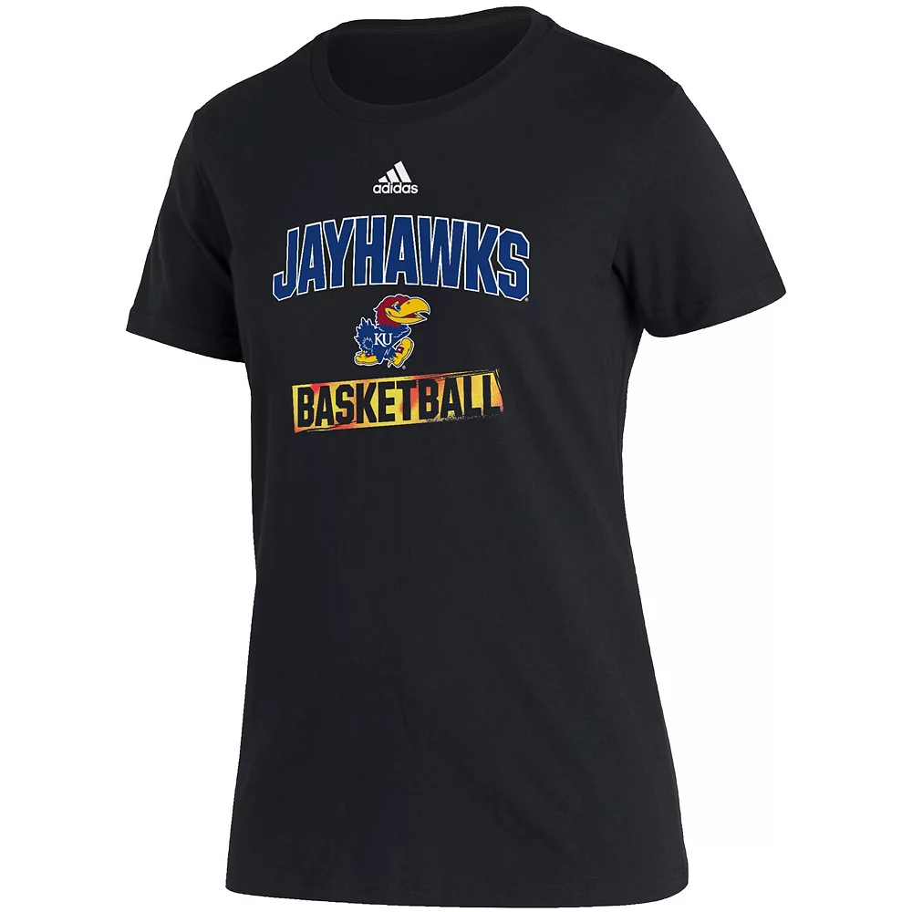 Women's adidas Black Kansas Jayhawks Bench T-Shirt 1 Women's adidas Black Kansas Jayhawks Bench T-Shirt
