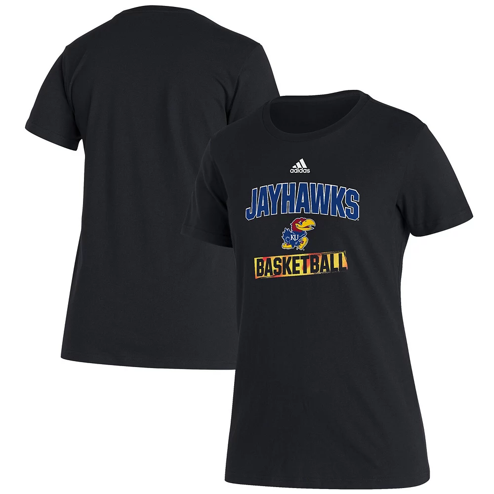 Women's adidas Black Kansas Jayhawks Bench T-Shirt 2 Women's adidas Black Kansas Jayhawks Bench T-Shirt - Image 2