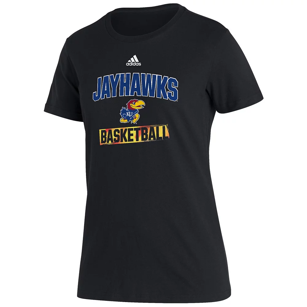 Women's adidas Black Kansas Jayhawks Bench T-Shirt 3 Women's adidas Black Kansas Jayhawks Bench T-Shirt - Image 3