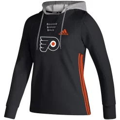 Women's adidas Black Philadelphia Flyers Skate Lace AEROREADY Pullover Hoodie -Adidas Clothing Shop 5694505 ALT2
