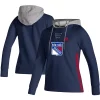 Women's adidas Navy New York Rangers Skate Lace AEROREADY Pullover Hoodie