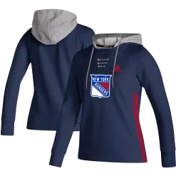 Women's adidas Navy New York Rangers Skate Lace AEROREADY Pullover Hoodie