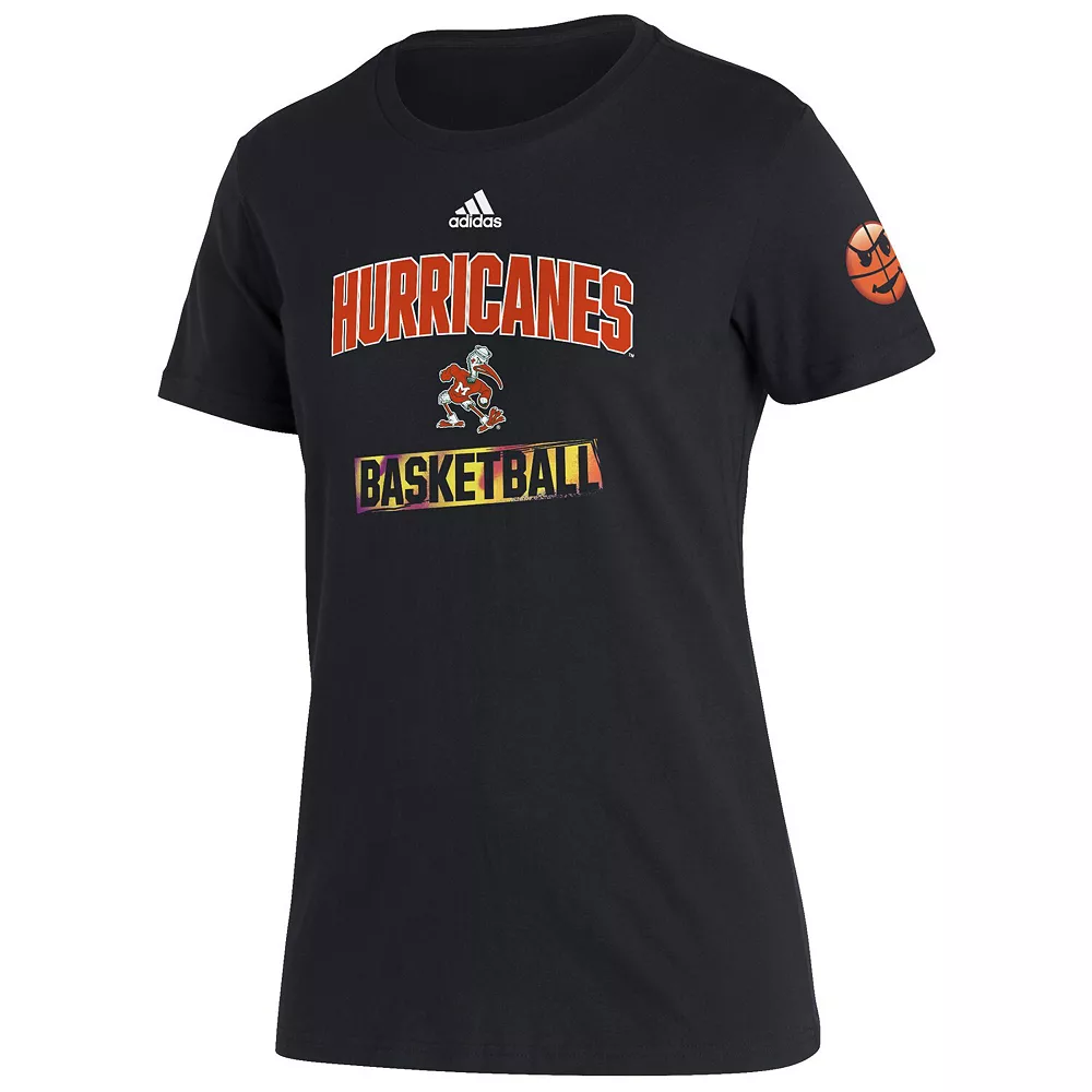 Women's adidas Black Miami Hurricanes Bench T-Shirt 3 Women's adidas Black Miami Hurricanes Bench T-Shirt - Image 3
