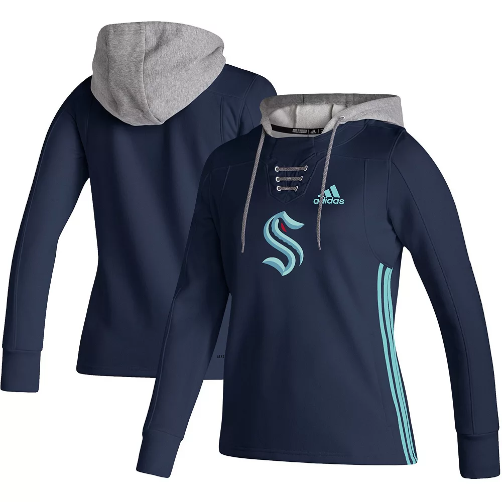 Women's adidas Deep Sea Blue Seattle Kraken Skate Lace AEROREADY Pullover Hoodie 1 Women's adidas Deep Sea Blue Seattle Kraken Skate Lace AEROREADY Pullover Hoodie