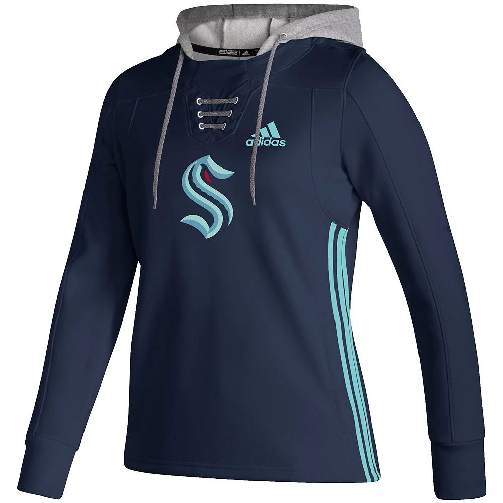 Women's adidas Deep Sea Blue Seattle Kraken Skate Lace AEROREADY Pullover Hoodie 3 Women's adidas Deep Sea Blue Seattle Kraken Skate Lace AEROREADY Pullover Hoodie - Image 3