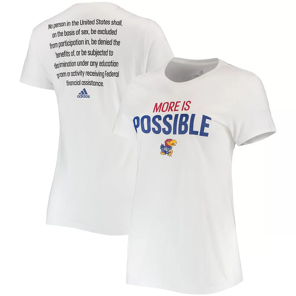Women's adidas White Kansas Jayhawks More Is Possible T-Shirt 1 Women's adidas White Kansas Jayhawks More Is Possible T-Shirt