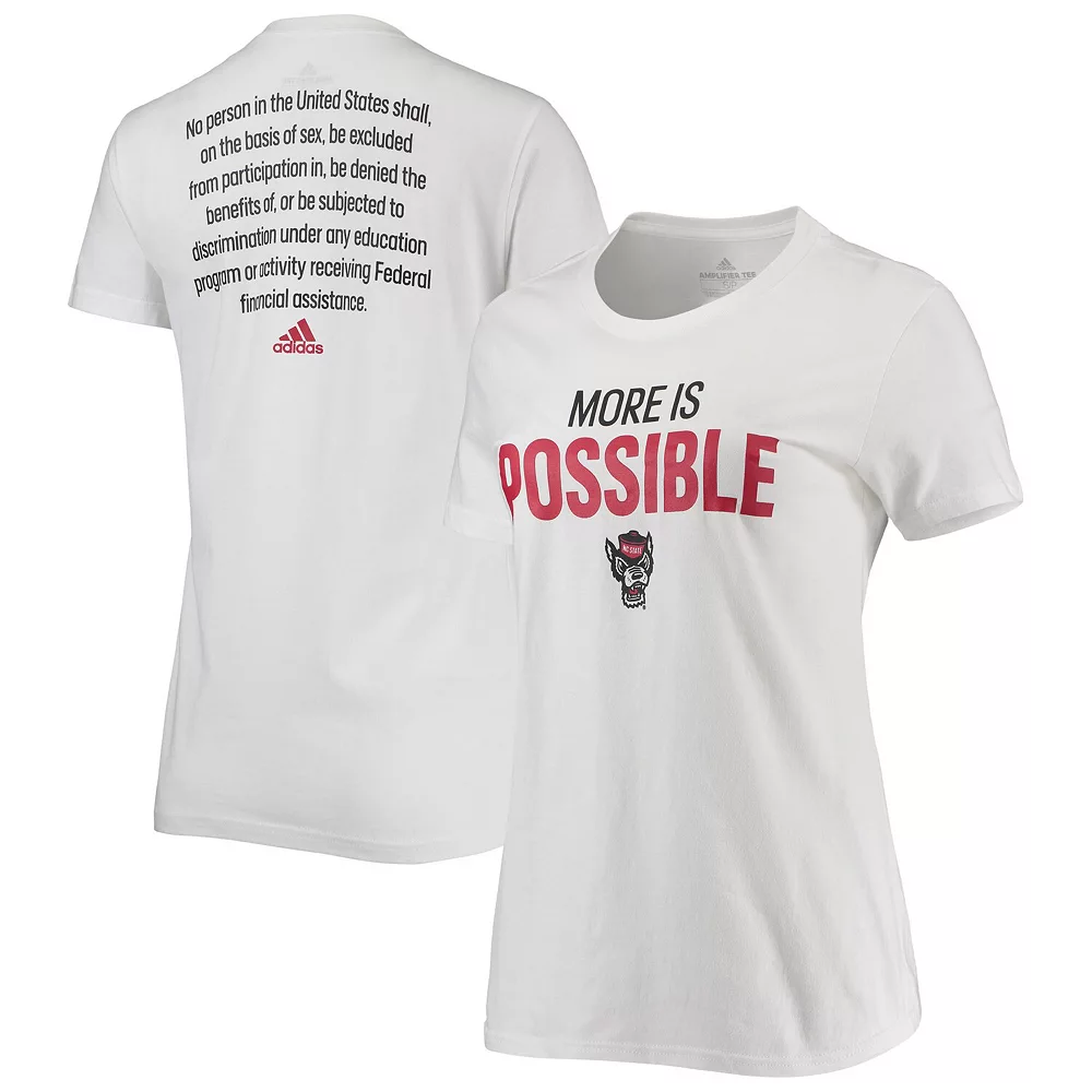 Women's adidas White NC State Wolfpack More Is Possible T-Shirt 1 Women's adidas White NC State Wolfpack More Is Possible T-Shirt