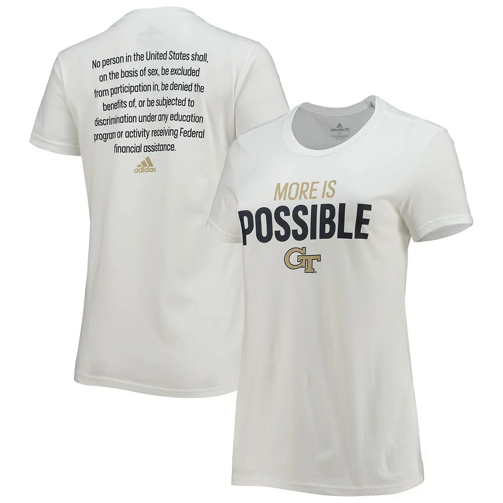 Women's adidas White Georgia Tech Yellow Jackets More Is Possible T-Shirt 2 Women's adidas White Georgia Tech Yellow Jackets More Is Possible T-Shirt - Image 2