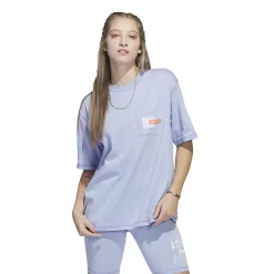 Women's adidas Sportswear Graphic Pocket Tee -Adidas Clothing Shop 5769472 Blue Dawn