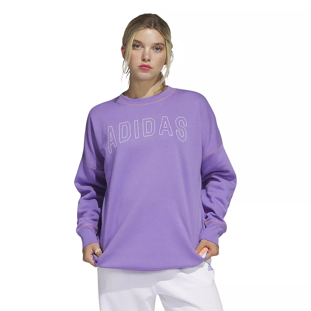 Women's adidas Sportswear Graphic Oversized Fleece Crewneck 1 Women's adidas Sportswear Graphic Oversized Fleece Crewneck