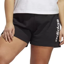 Plus Size adidas Essentials Linear French Terry Shorts -Adidas Clothing Shop 5776779 Black White