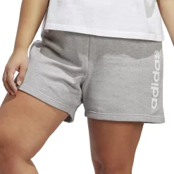 Plus Size adidas Essentials Linear French Terry Shorts -Adidas Clothing Shop 5776779 Gray Heather White