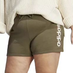 Plus Size adidas Essentials Linear French Terry Shorts -Adidas Clothing Shop 5776779 Olive Strata White