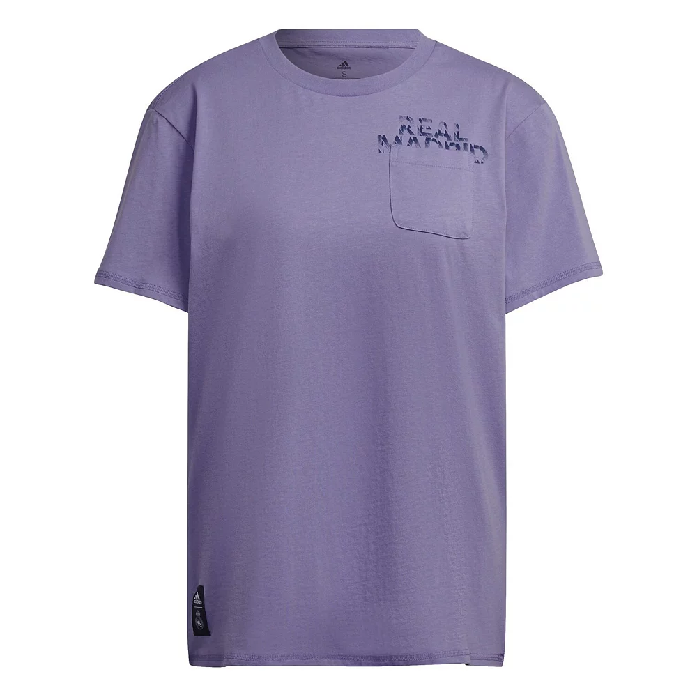 Women's adidas Purple Real Madrid Pocket T-Shirt 1 Women's adidas Purple Real Madrid Pocket T-Shirt