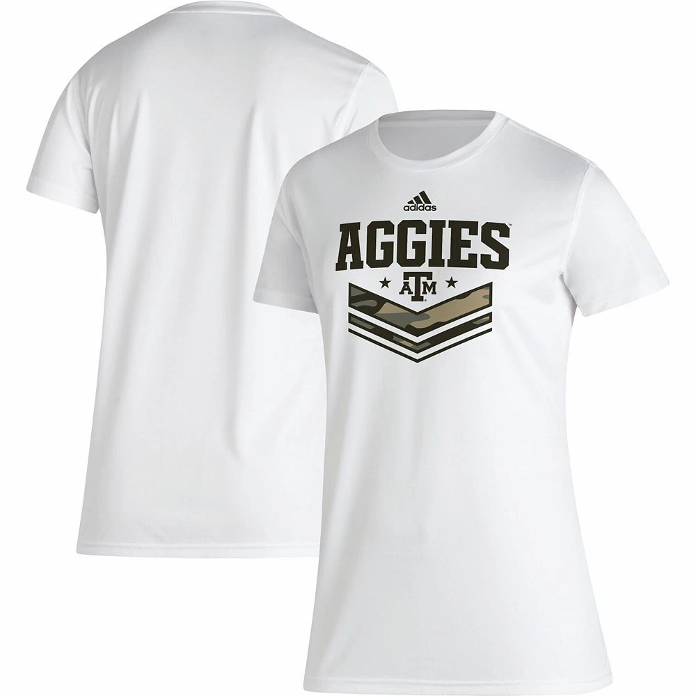 Women's adidas White Texas A&M Aggies Military Appreciation AEROREADY T-Shirt 2 Women's adidas White Texas A&M Aggies Military Appreciation AEROREADY T-Shirt - Image 2