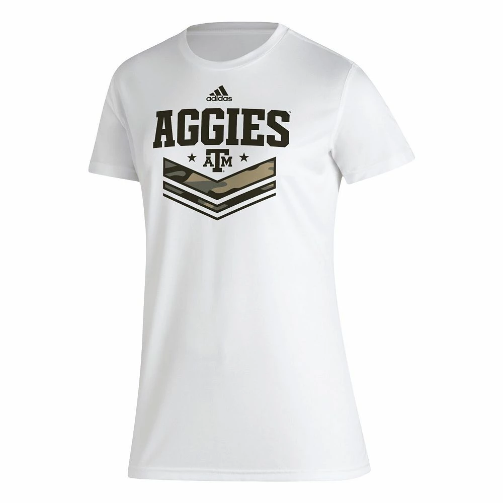 Women's adidas White Texas A&M Aggies Military Appreciation AEROREADY T-Shirt 3 Women's adidas White Texas A&M Aggies Military Appreciation AEROREADY T-Shirt - Image 3