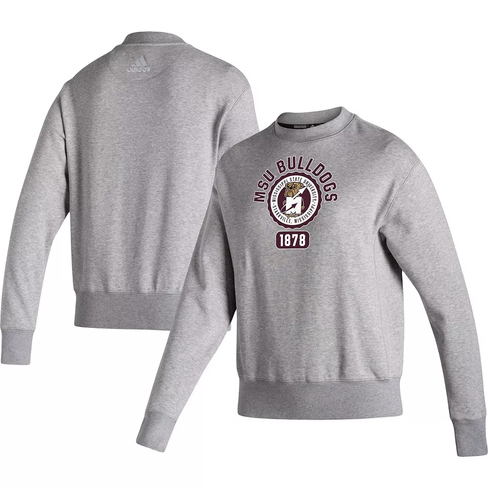 Women's adidas Heathered Gray Mississippi State Bulldogs Vintage Circle Pullover Sweatshirt 2 Women's adidas Heathered Gray Mississippi State Bulldogs Vintage Circle Pullover Sweatshirt - Image 2