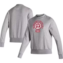 Women's adidas Heathered Gray Nebraska Huskers Vintage Circle Pullover Sweatshirt