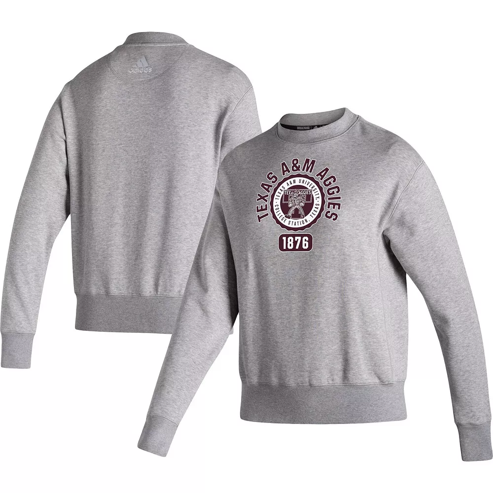 Women's adidas Heathered Gray Texas A&M Aggies Vintage Circle Pullover Sweatshirt 2 Women's adidas Heathered Gray Texas A&M Aggies Vintage Circle Pullover Sweatshirt - Image 2