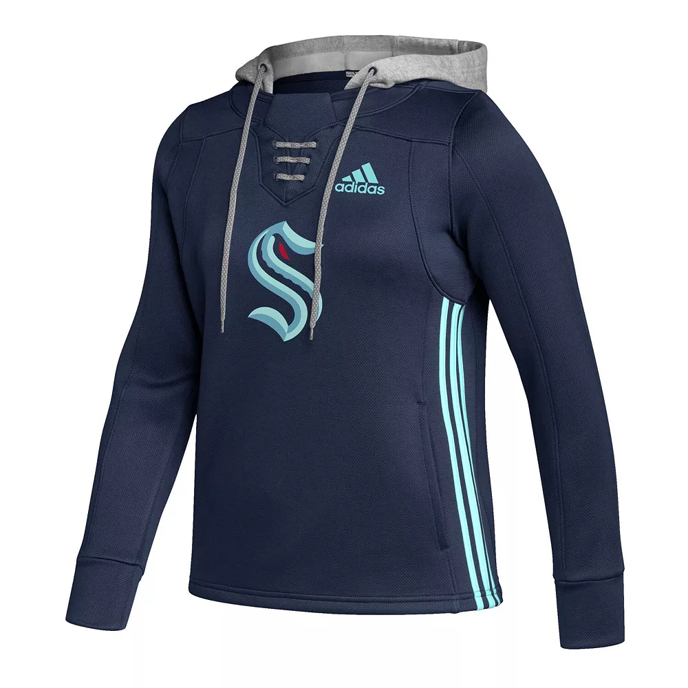 Women's adidas Deep Sea Blue Seattle Kraken Skate Lace Primeblue Team Pullover Hoodie 3 Women's adidas Deep Sea Blue Seattle Kraken Skate Lace Primeblue Team Pullover Hoodie - Image 3