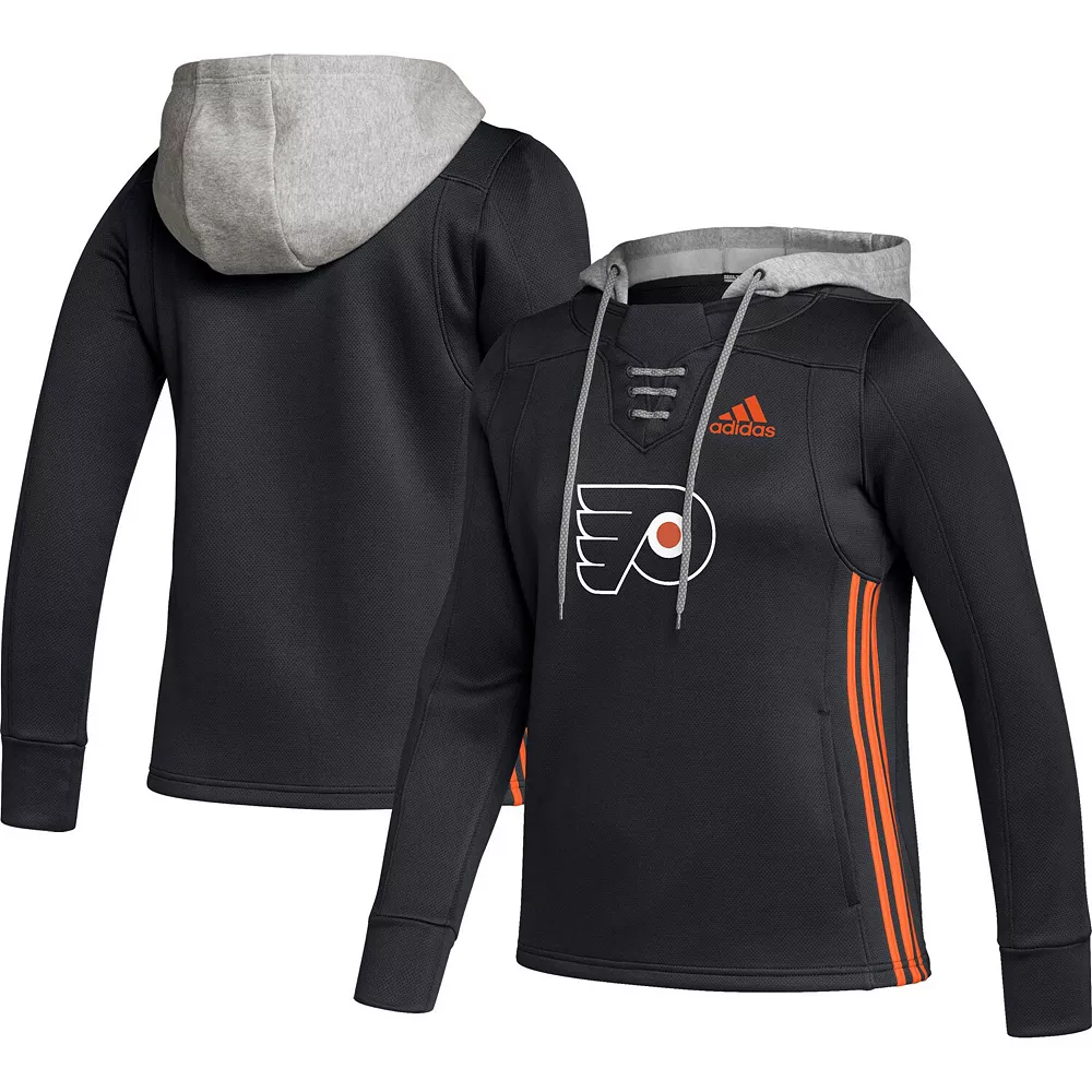Women's adidas Black Philadelphia Flyers Skate Lace Primeblue Team Pullover Hoodie 2 Women's adidas Black Philadelphia Flyers Skate Lace Primeblue Team Pullover Hoodie - Image 2