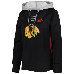 Women's adidas Black Chicago Blackhawks Skate Lace Primeblue Team Pullover Hoodie -Adidas Clothing Shop 6064644 ALT2