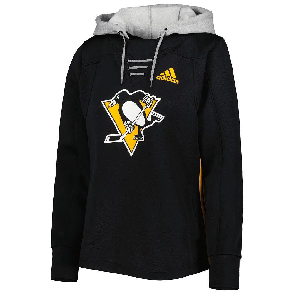 Women's adidas Black Pittsburgh Penguins Skate Lace Primeblue Team Pullover Hoodie 3 Women's adidas Black Pittsburgh Penguins Skate Lace Primeblue Team Pullover Hoodie - Image 3