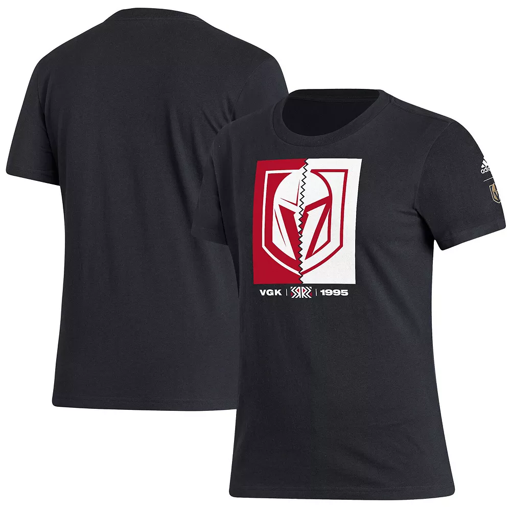 Women's adidas Black Vegas Golden Knights Reverse Retro 2.0 Playmaker T-Shirt 2 Women's adidas Black Vegas Golden Knights Reverse Retro 2.0 Playmaker T-Shirt - Image 2