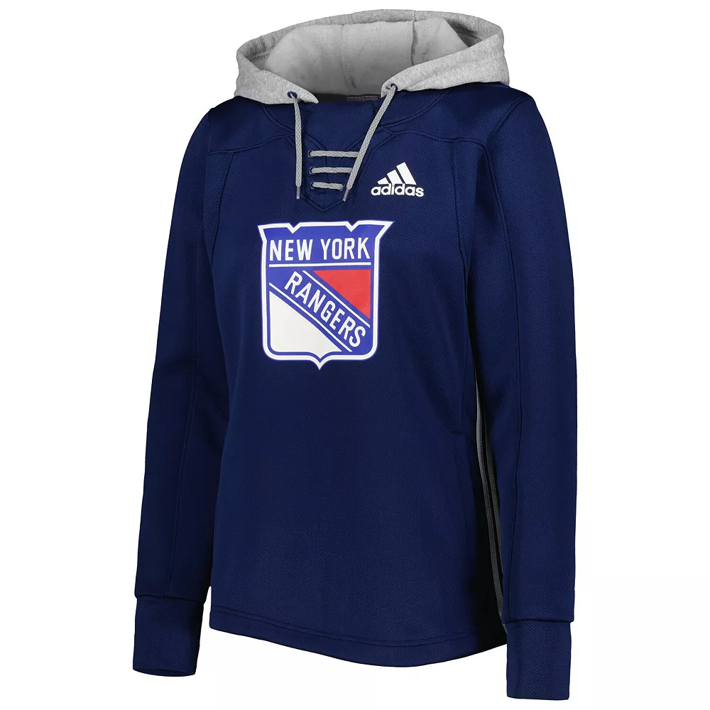 Women's adidas Navy New York Rangers Skate Lace Primeblue Team Pullover Hoodie 3 Women's adidas Navy New York Rangers Skate Lace Primeblue Team Pullover Hoodie - Image 3