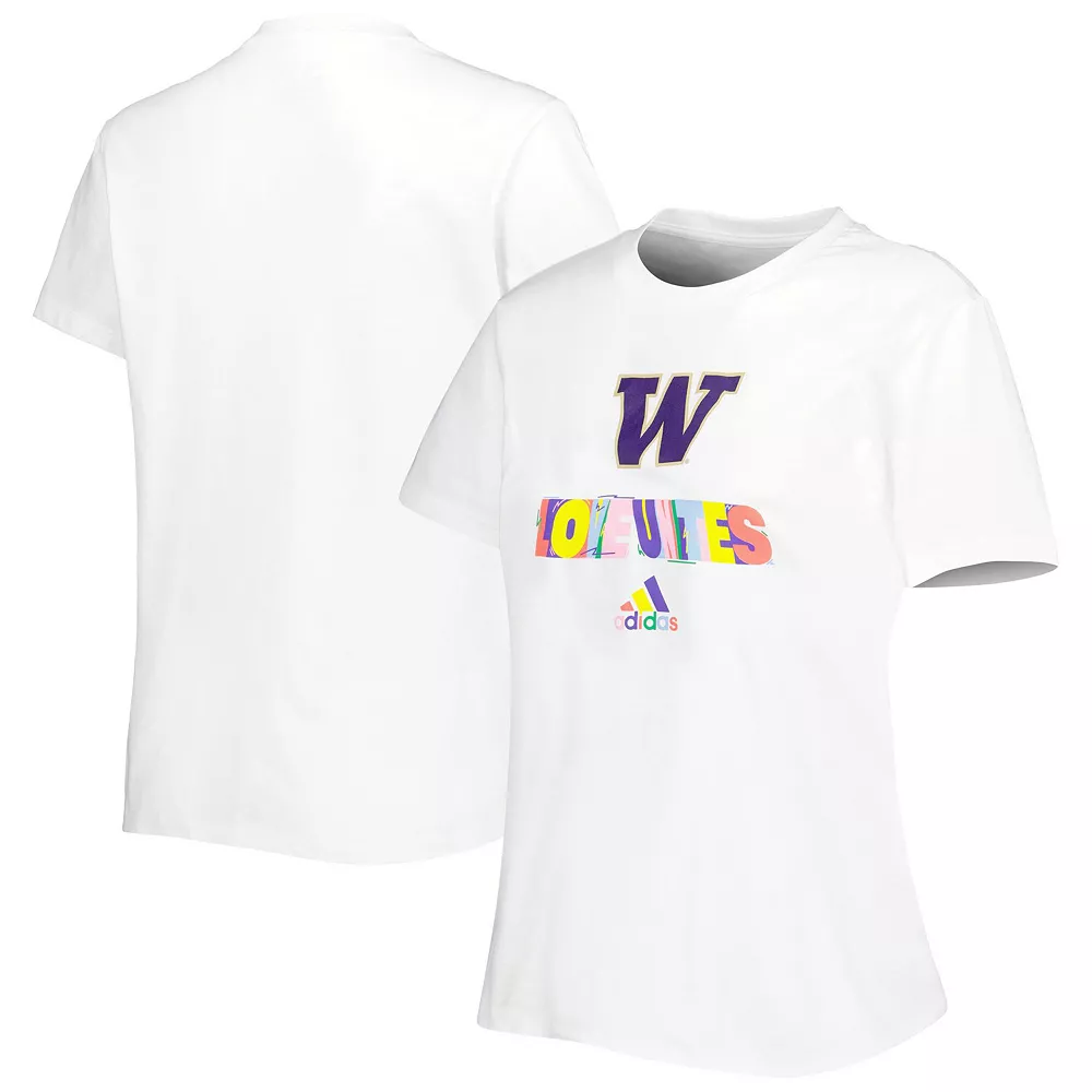 Women's adidas White Washington Huskies Fresh Pride T-Shirt 2 Women's adidas White Washington Huskies Fresh Pride T-Shirt - Image 2