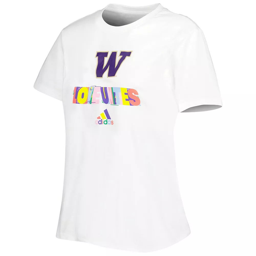 Women's adidas White Washington Huskies Fresh Pride T-Shirt 3 Women's adidas White Washington Huskies Fresh Pride T-Shirt - Image 3